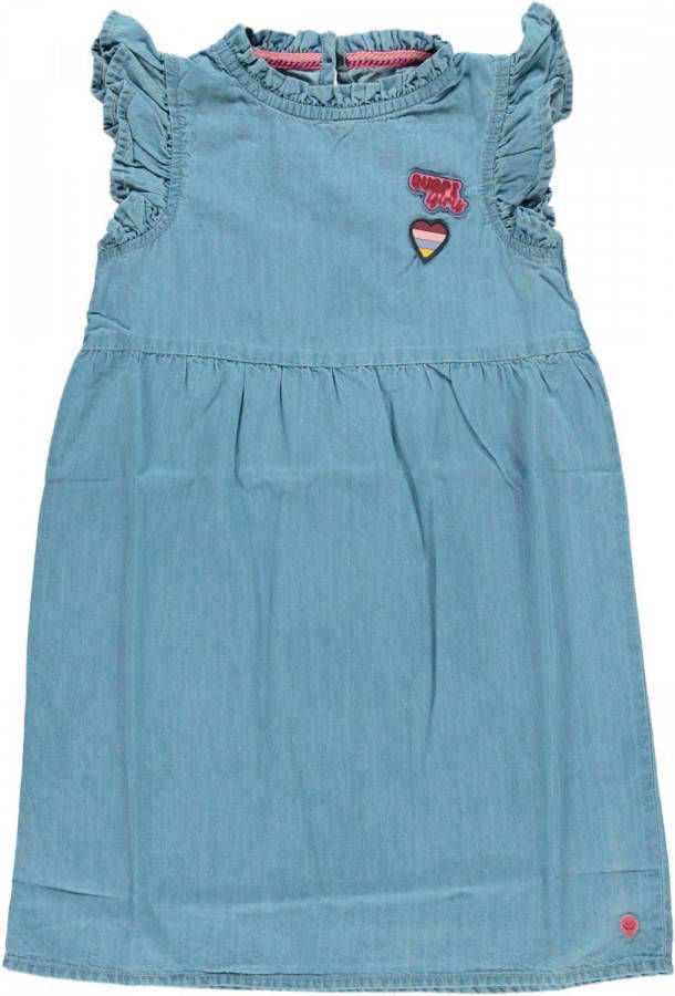 Quapi Girls A lijn jurk Mace met borduursels blue denim