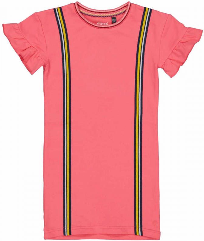 Quapi Girls gestreepte T shirtjurk Madou koraalroze