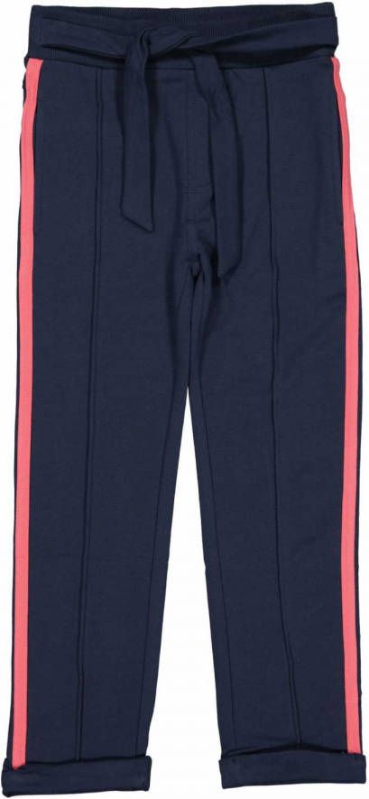 Quapi Girls regular fit broek Marja met zijstreep donkerblauw/roze