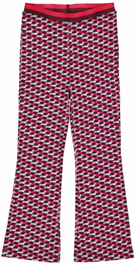 Quapi Girls flared broek Manon met all over print donkerroze/roze
