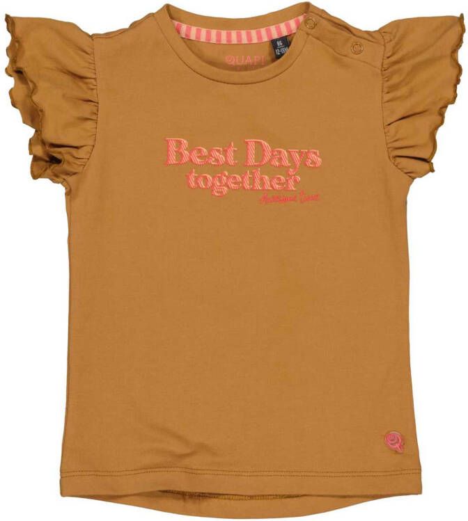 Quapi ! Meisjes Shirt Korte Mouw -- Camel Katoen/elasthan