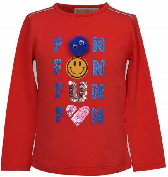 Someone ! Meisjes Shirt Lange Mouw Maat 92 Rood Katoen/elasthan