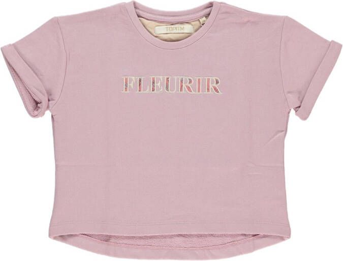 TOPitm ! Meisjes Shirt Korte Mouw -- Lila Katoen