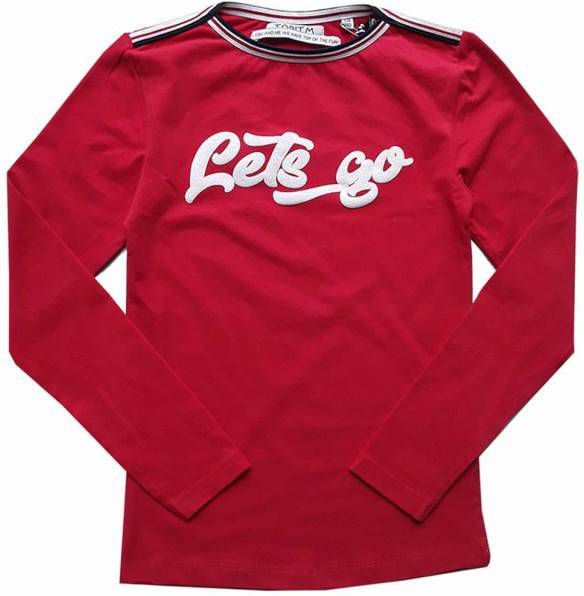 TOPitm ! Meisjes Shirt Lange Mouw Maat 164 Rood Katoen/elasthan