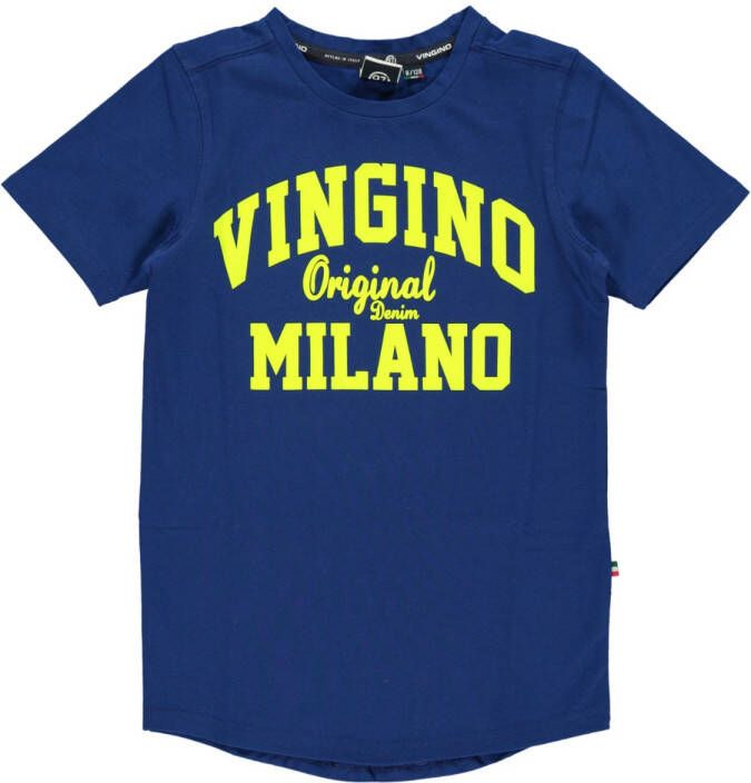 VINGINO ! Jongens Shirt Korte Mouw -- Blauw Katoen/elasthan