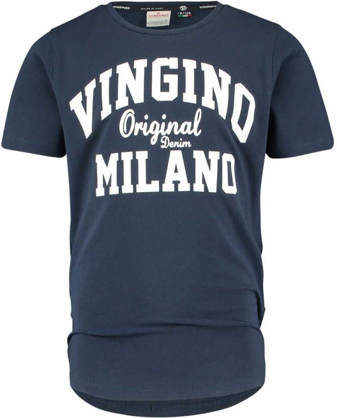 VINGINO ! Jongens Shirt Korte Mouw -- Donkerblauw Katoen/elasthan