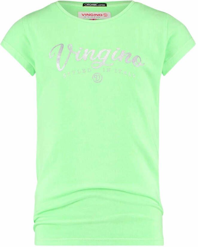 Vingino ! Meisjes Shirt Korte Mouw Maat 104 Groen Katoen/elasthan