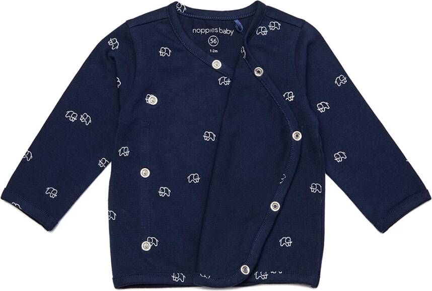 Noppies baby longsleeve Basic Collection met all over print en overslag detail donkerblauw