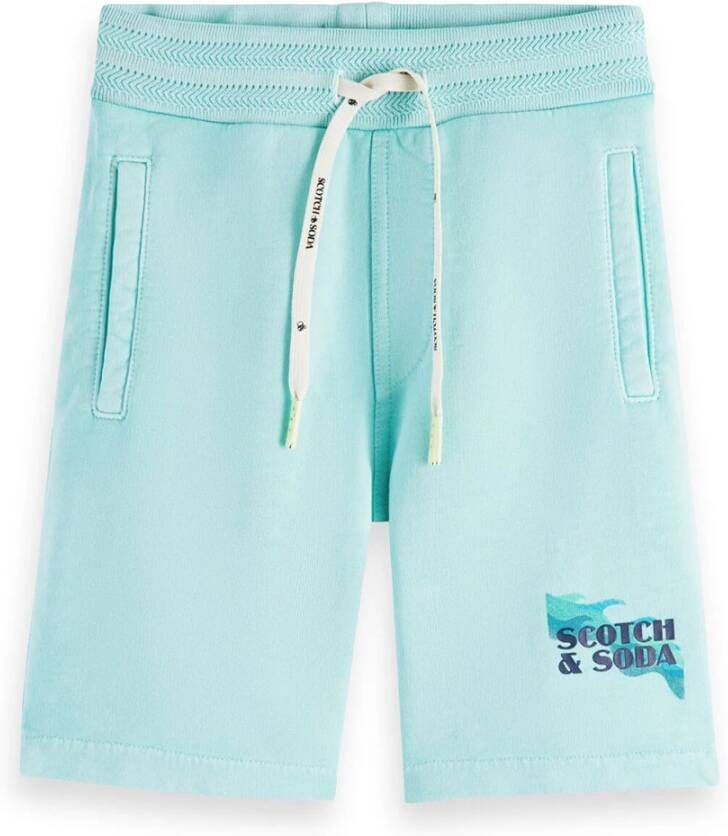 Scotch and Soda Broeken Boys Garment Dyed Rib Detail Sweat Short Blauw