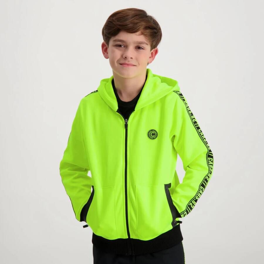 Cars sweatvest Wigian met printopdruk neon geel/zwart