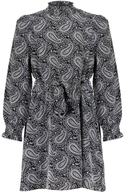 Frankie&Liberty jurk Abby met all over print zwart/wit