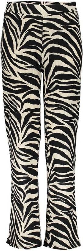 Geisha loose fit broek met zebraprint zwart/zand
