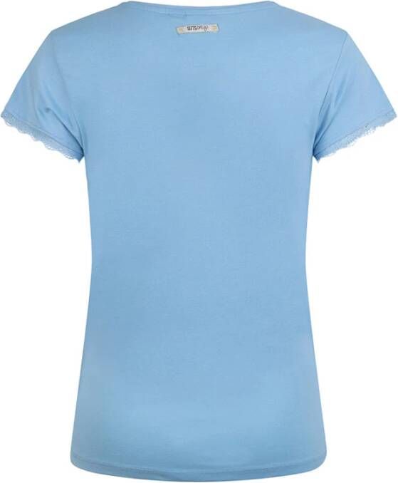 Indian Blue Jeans ! Meisjes Shirt Korte Mouw -- Blauw Katoen/polyester/elasthan