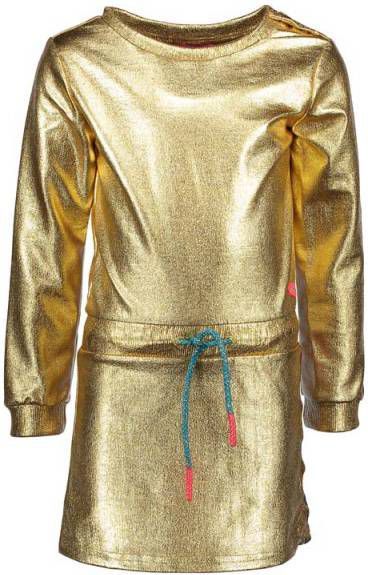 Kidz-art ! Meisjes Jurk Maat 98 Goud Polyester/elasthan