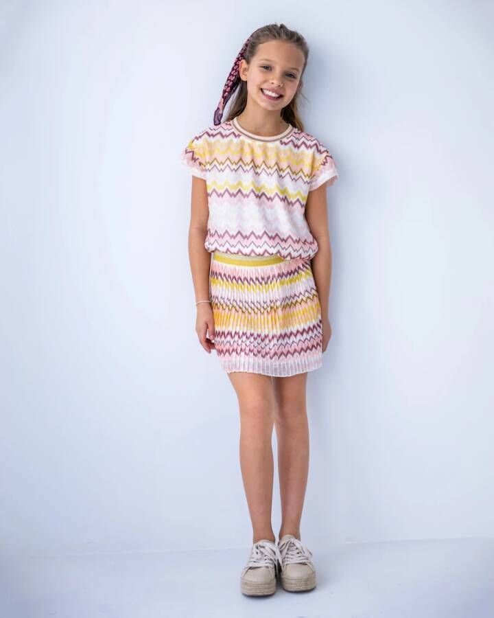 Like Flo Lichtroze T shirt Zigzag Ruffle Top