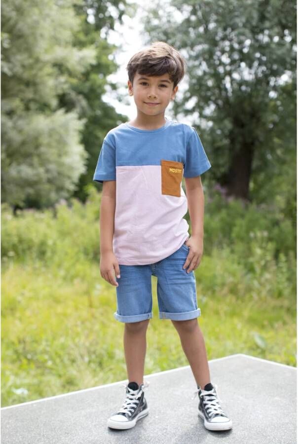 Moodstreet Lila T shirt T shirt Colorblock With Contrast Chestpocket