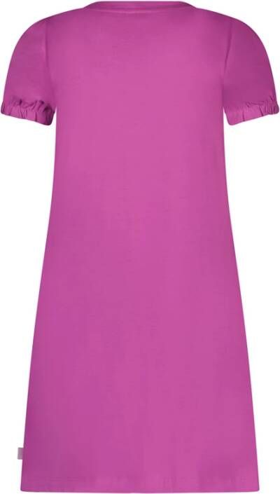 Moodstreet Paarse Midi Jurk Jerseydress With Smock And Ruffle