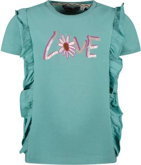 Moodstreet Groene Top T shirt Frills With Embroidery And Print