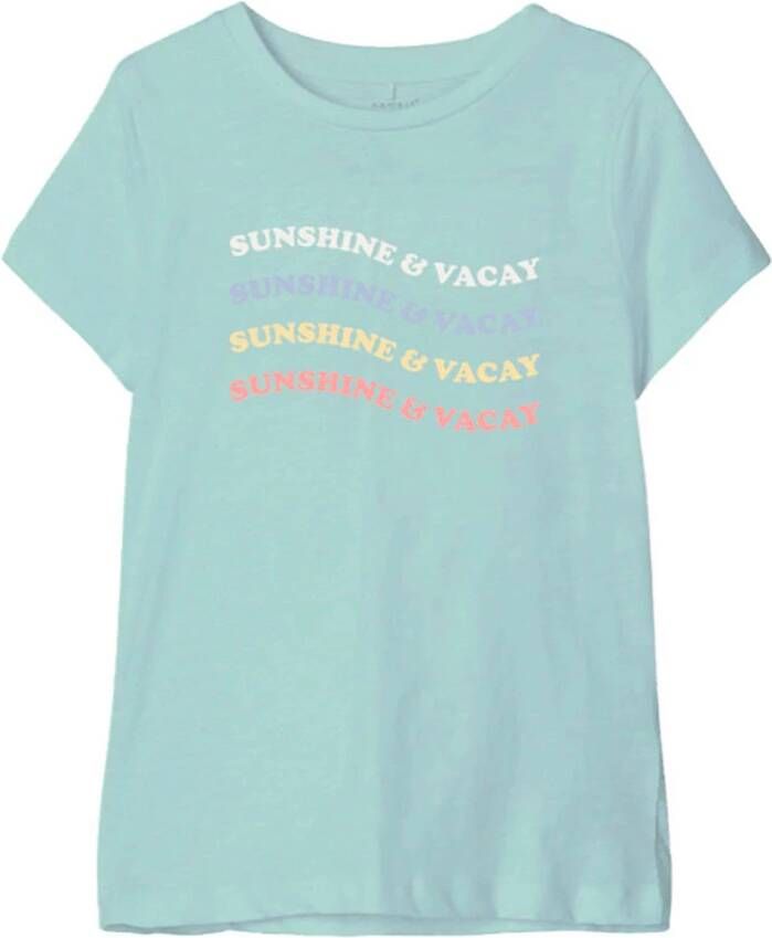 NAME IT KIDS T shirt NKFFULINA met printopdruk blauw