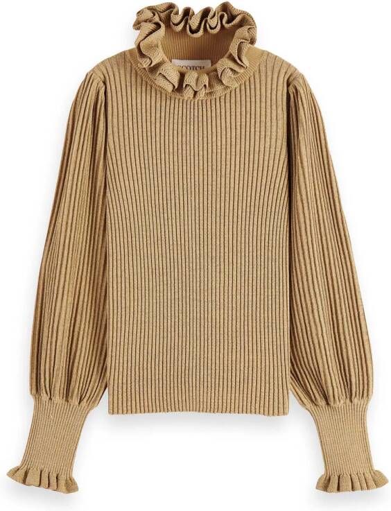 Scotch & Soda Grofgebreide trui met volantkraag en ribstructuur