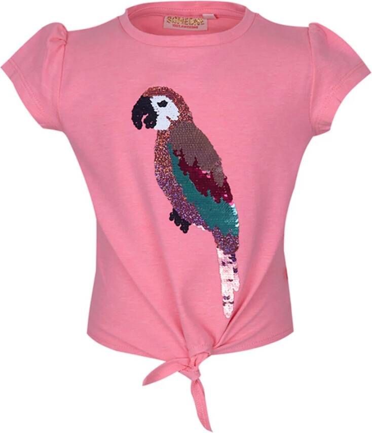 Someone T shirt Fuzzy met printopdruk en pailletten felroze