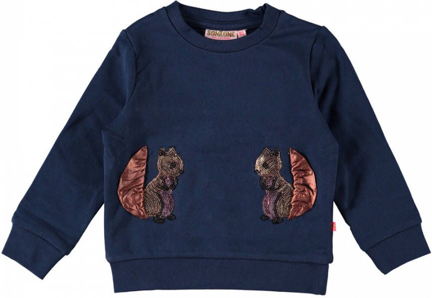 Someone sweater Mushy met printopdruk donkerblauw