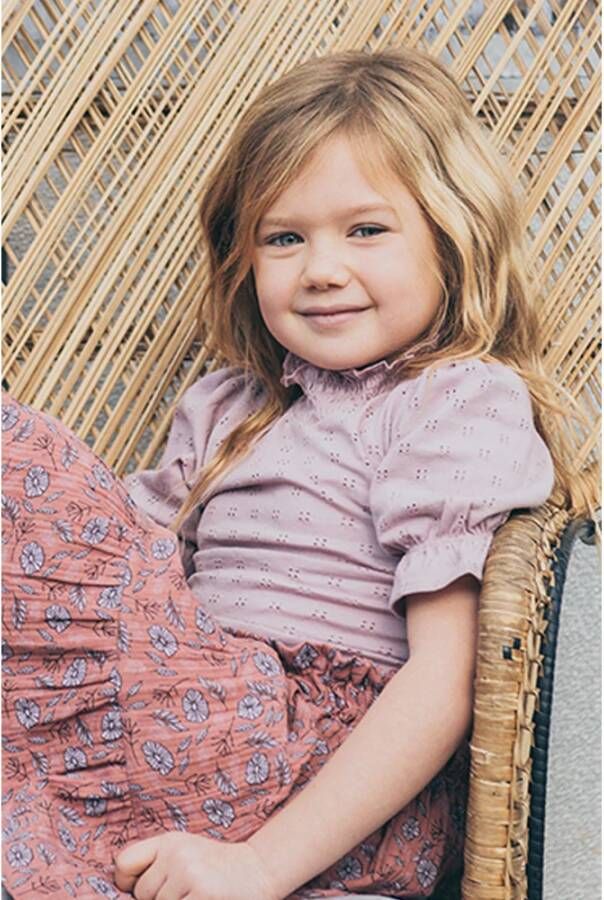 TOPitm ! Meisjes Shirt Korte Mouw -- Lila Katoen