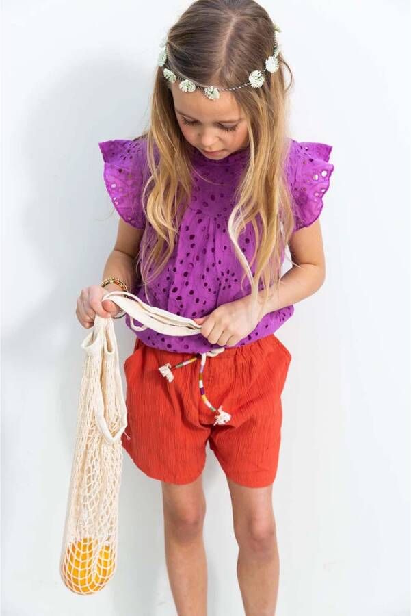 TOPitm ! Meisjes Shirt Korte Mouw -- Paars Katoen