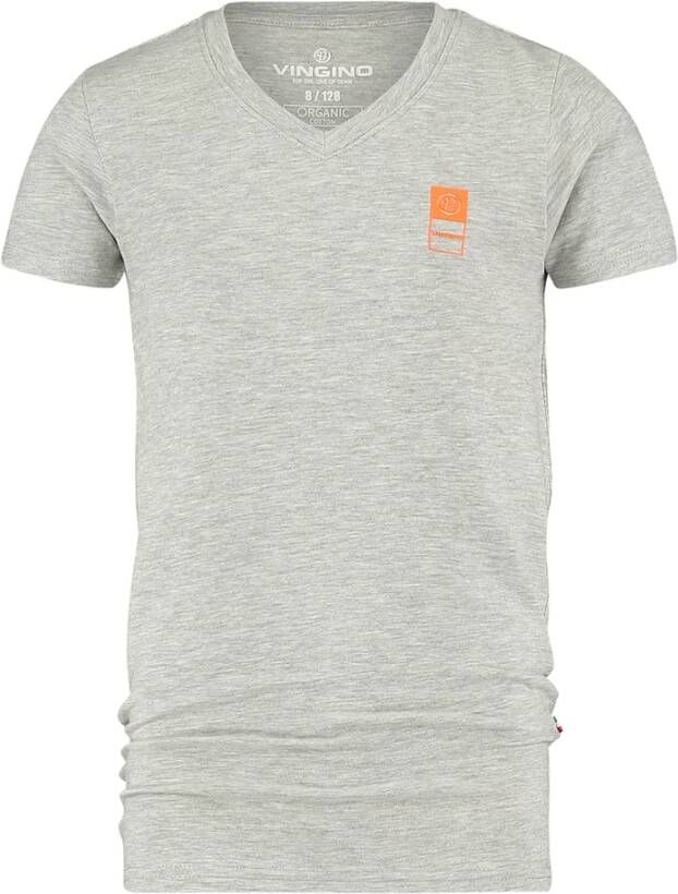 VINGINO ! Jongens Shirt Korte Mouw -- Grijs Katoen/elasthan