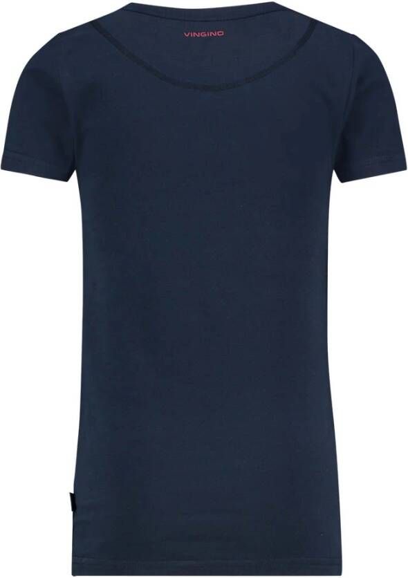 Vingino ! Jongens Shirt Korte Mouw Maat 116 Donkerblauw Katoen/elasthan