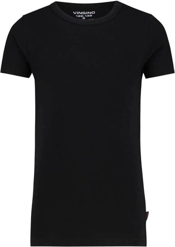Vingino ! Jongens Shirt Korte Mouw Maat 104 Zwart Katoen/elasthan