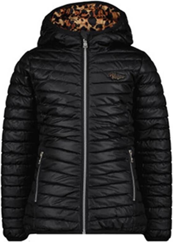 Vingino reversible winterjas Tajra met dierenprint geel/zwart