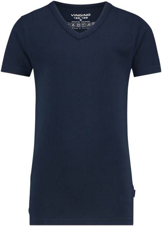 Vingino ! Jongens Shirt Korte Mouw Maat 104 Donkerblauw Katoen/elasthan