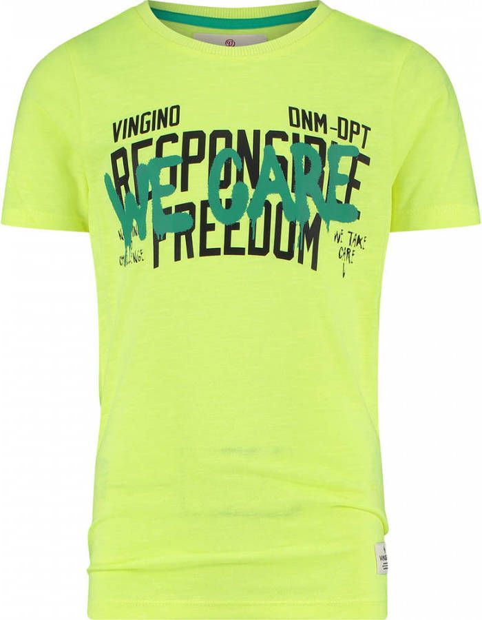 Vingino T shirt Hax met printopdruk neon geel