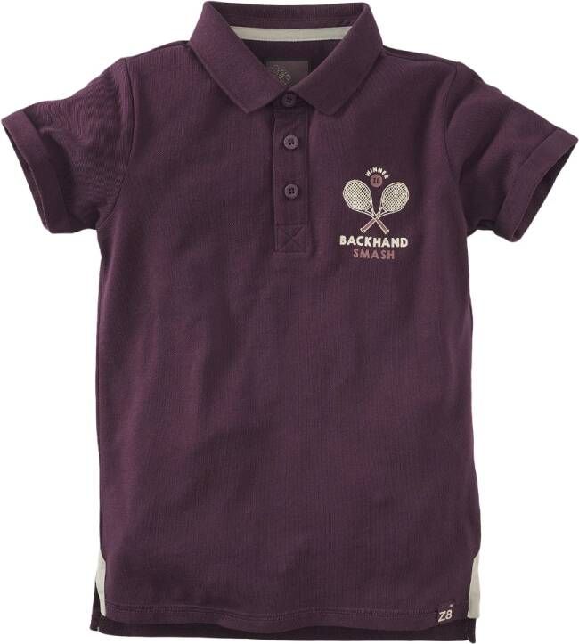Z8 ! Jongens Polo Korte Mouw -- Aubergine Katoen