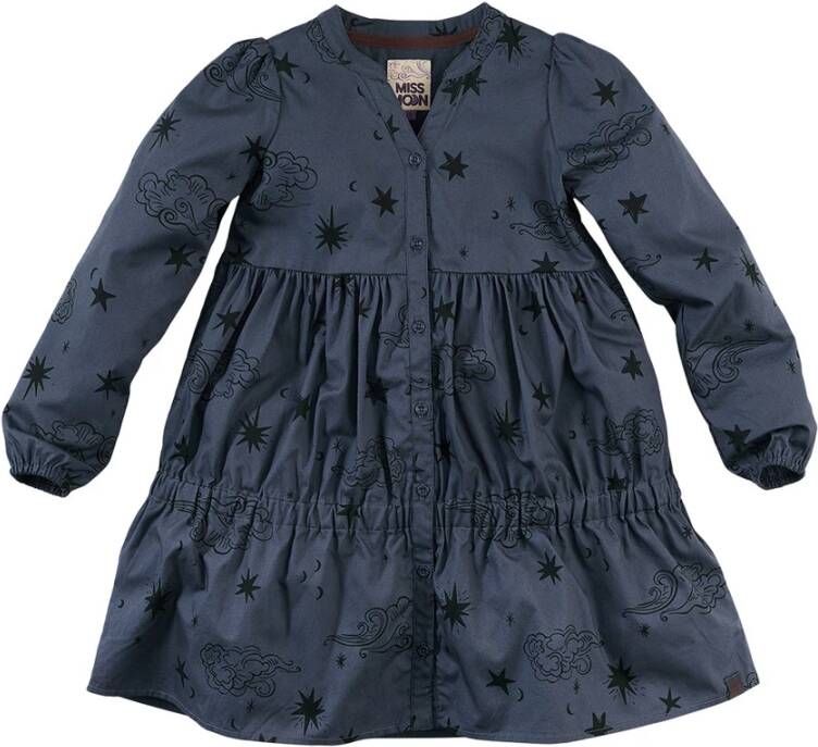 Z8 jurk Norma met all over print en plooien donkerblauw