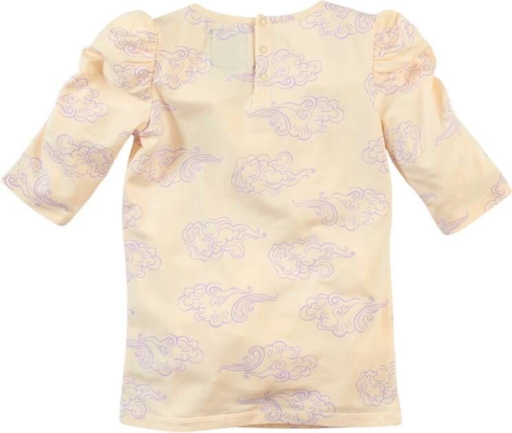 Z8 T shirt Alley met tekst en plooien zand/lila/zwart