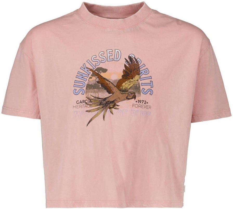 Garcia T shirt met printopdruk roze
