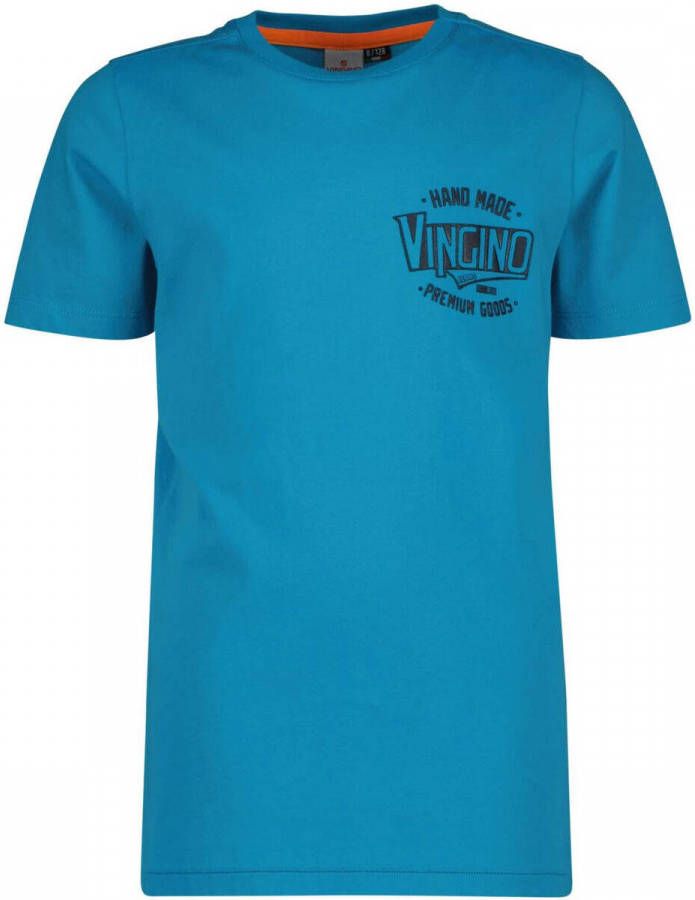 Vingino T shirt Hamp met printopdruk aqua blauw