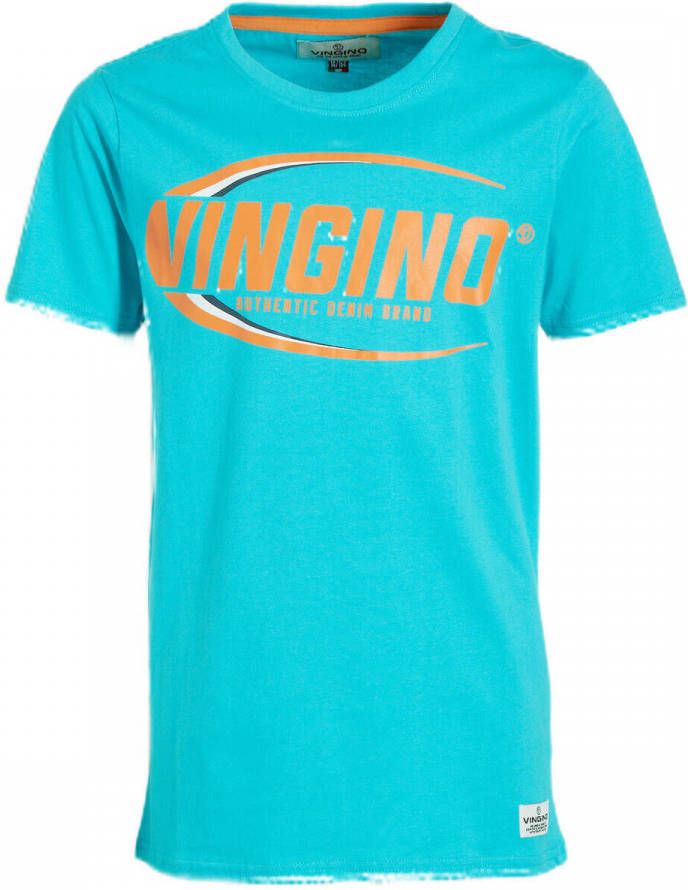Vingino T shirt Hadi met logo aqua blauw