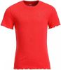 WE Fashion ribgebreid T shirt met borduursels rood online kopen