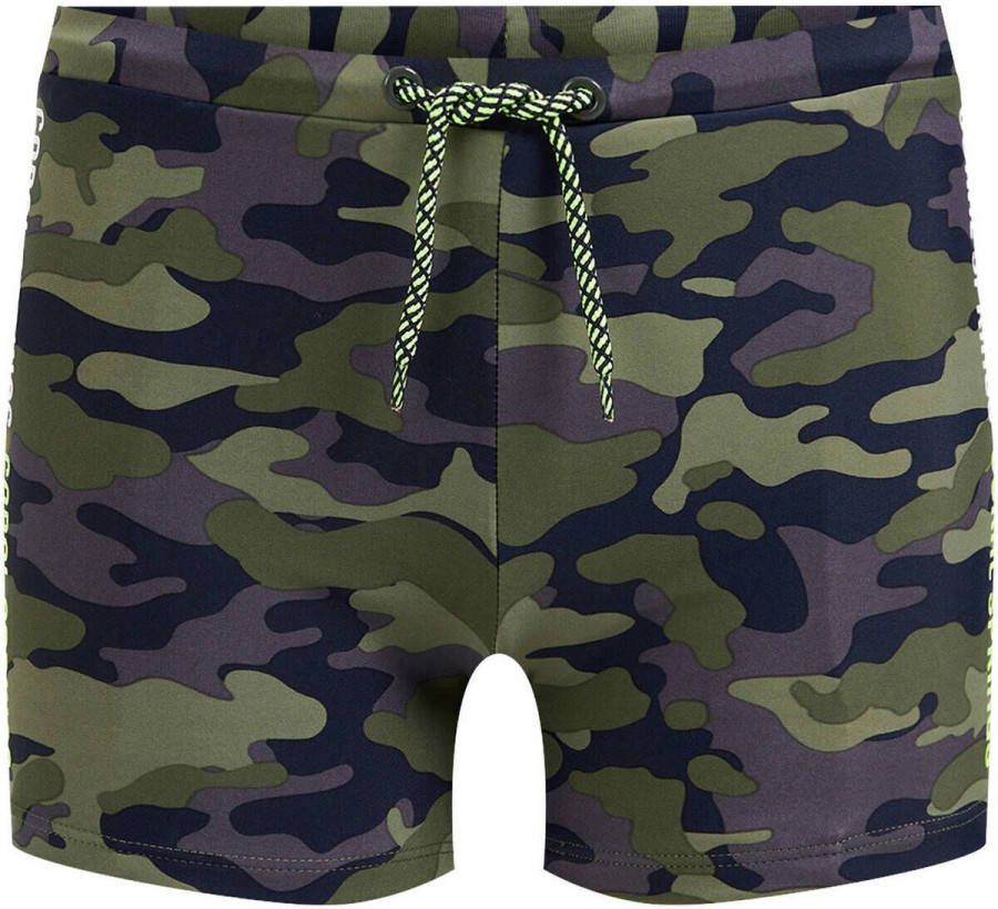 WE Fashion zwemboxer met camouflageprint groen/grijs