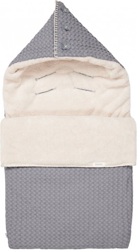 KOEKA Voetenzak 0+ 3 Punts Wafel/teddy Oslo steel grey/pebble