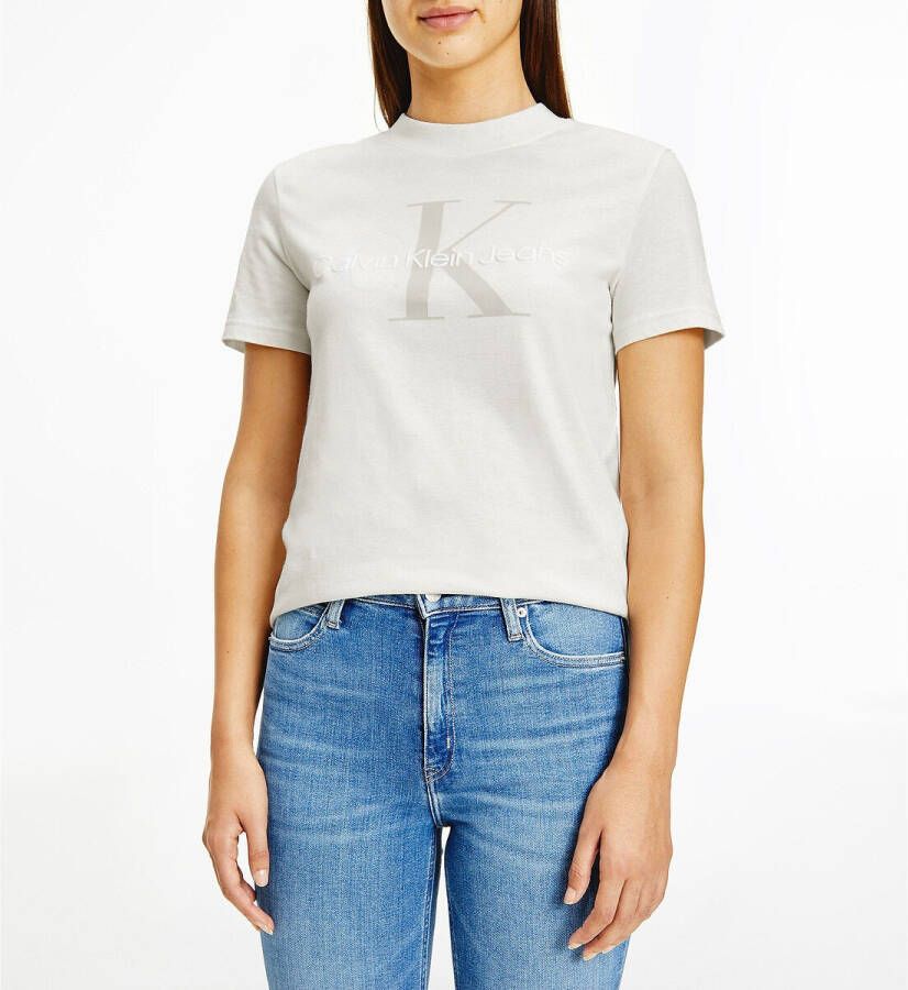 Calvin Klein Shirt met ronde hals TWO TONE MONOGRAM REGULAR TEE met groot ck logomonogram & opschrift