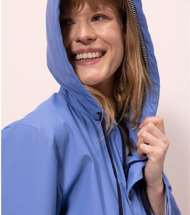 PETIT BATEAU Halflange regenjas met rits en kap