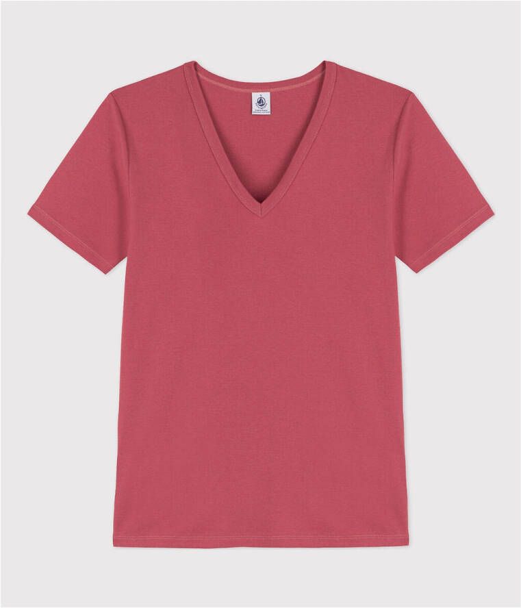 PETIT BATEAU Iconisch T shirt met V hals in katoen