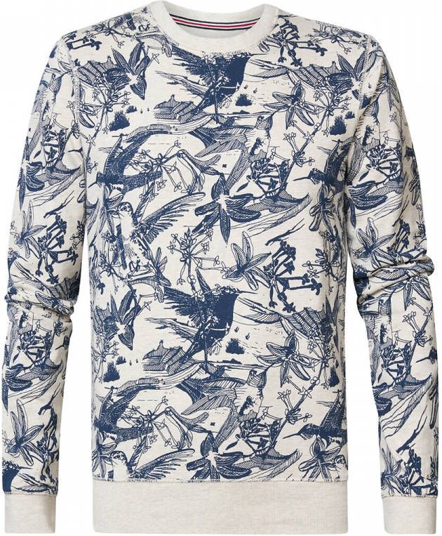 Petrol Industries sweater met all over print antique white melee