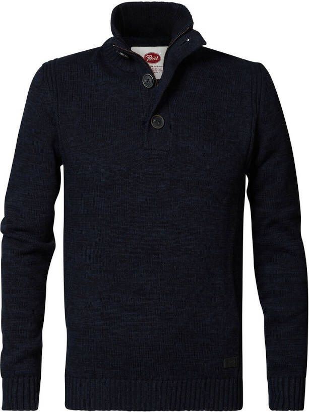 PETROL INDUSTRIES Trui met opstaande kraag met knoop en rits KWC206