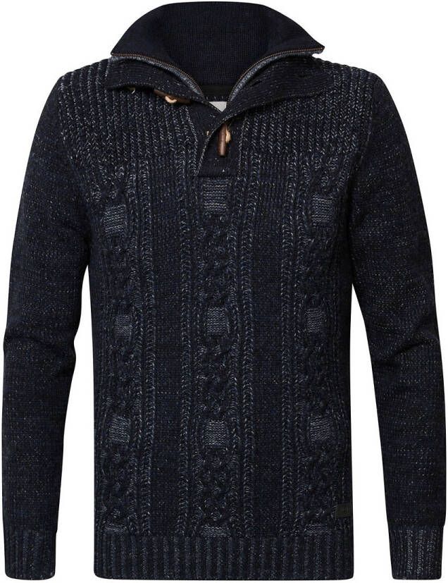 PETROL INDUSTRIES Trui met opstaande kraag met knopen en rits KWC211