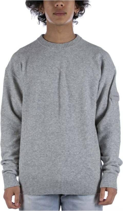Calvin Klein Ronde hals gekweek , Grijs, Heren